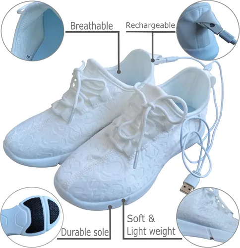 Vista 6 de Hot Dingding Zapatos con luz LED para niñas y niños, zapatos de fibra óptica para niños, zapatillas de deporte LED con carga USB luminosas