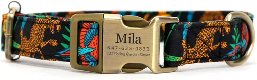 Vista 33 de Collar de perro personalizado con nombre y número de teléfono grabado, collar ajustable personalizado para cachorros, collar de algodón orgánico