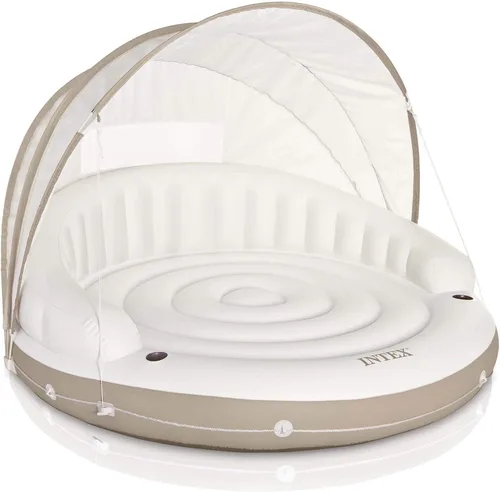 Vista 10 de INTEX 58292EP Canopy Island Flotador inflable para piscina: cómoda superficie de descanso - portavasos integrados - Parasol desmontable - Capacidad