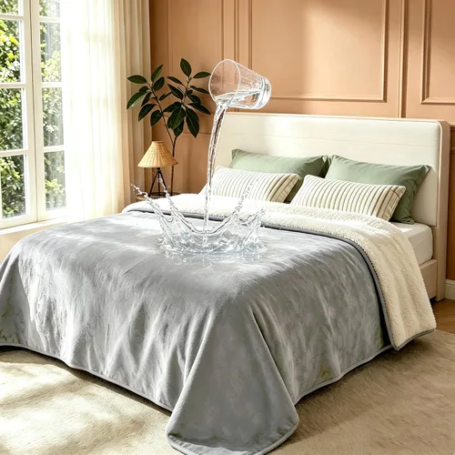 Vista 10 de gogobunny Manta de cama impermeable, manta reversible de forro polar Sherpa para perro, cachorro y gato, funda para muebles que protege la cama Beige