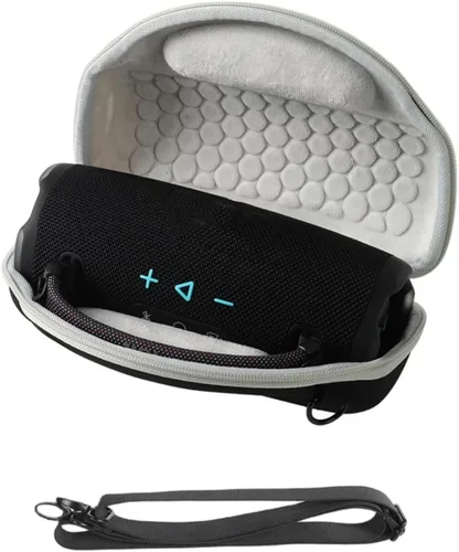 Vista 9 de Estuche rígido para JBL Charge 6, altavoz portátil Bluetooth impermeable compacto bolsa de almacenamiento de accesorios, 9.6 x 6.3 x 4.3 in (negro)