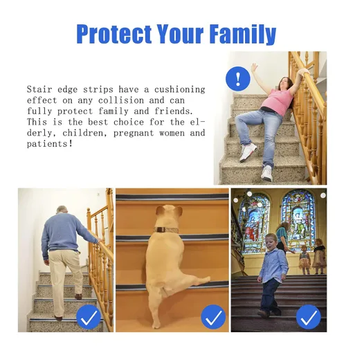 Vista 6 de Perfil de vinilo para escalones, Protector de borde de escalera autoadhesivo, antideslizante e impermeable para escaleras interiores y exteriores