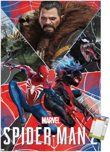 Vista 10 de Trends International Marvel's Spider-Man 2 - Póster de pared de grupo, 22.4 pulgadas de largo x 14.7 pulgadas, versión enmarcada de madera de granero
