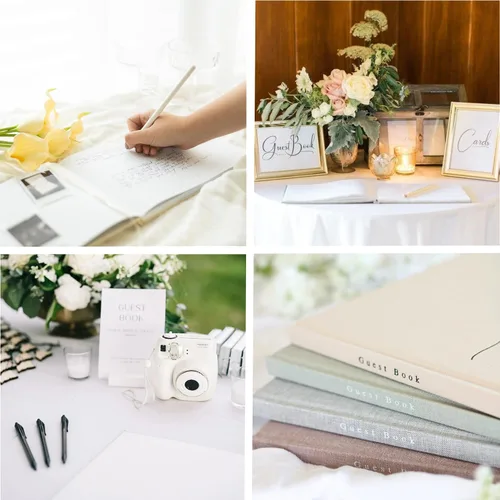 Vista 5 de Libro de invitados de boda personalizado 2026 año – Libro de visitas de fotos de lino para firmar en la recepción – Incluye esquinas de fotos