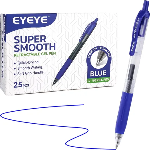 Vista 11 de EYEYE G-103 - Bolígrafos de gel retráctiles de 0.020 in, paquete de 25 bolígrafos de tinta de gel de punta extra fina, secado rápido, bolígrafo