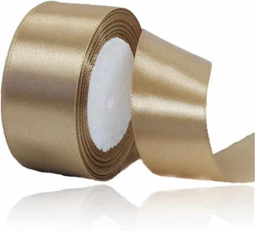 Vista 63 de Cinta beige de 1-1/2 pulgadas x 25 yardas, cinta de satén de tela de color sólido para envolver regalos, manualidades, ramos de novia, coronas
