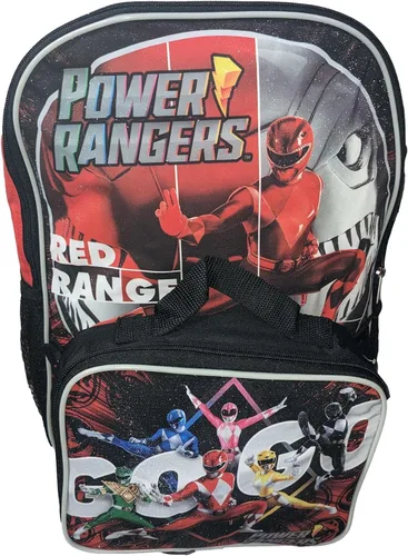 Vista 2 de Power Rangers Mochila escolar grande con bolsa de almuerzo desmontable adicional, Multi