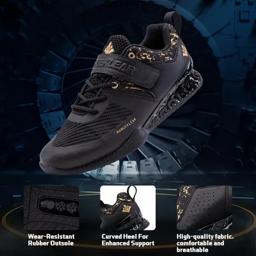 Vista 6 de MANUEKLEAR - Zapatos de levantamiento de pesas antideslizantes fuertes para hombres, zapatos de entrenamiento profesional para hombres y mujeres