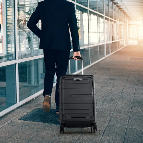 Vista 2 de S AFSTAR Safstar - Equipaje de 20 pulgadas, equipaje de mano de aluminio con bloqueo TSA, bolsillo frontal, mango de 4 niveles, puerto de carga USB