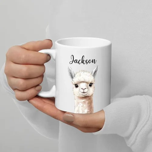 Vista 5 de Tazas de café de alpaca personalizadas elige nombre, regalos para hombres, mujeres, amantes de las alpacas, taza de café personalizada con acento