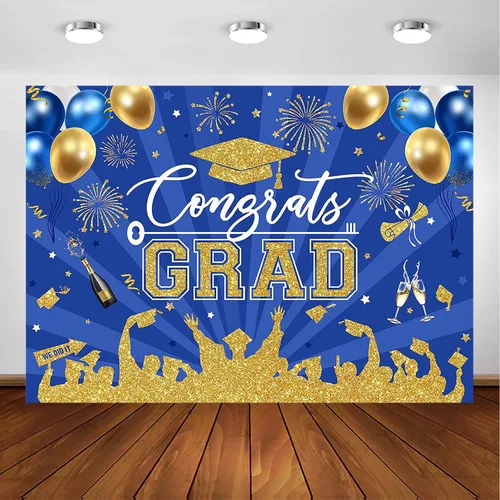 Vista 16 de Avezano Fondo de graduación Congrats Grad, decoraciones de fiesta de graduación de clase de 2026, fondo de sesión de fotos, felicitaciones