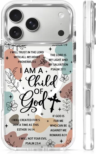Vista 11 de Funda para iPhone 13/14 [compatible con Magsafe], funda magnética transparente de silicona a prueba de golpes con patrón de versículos de la Biblia