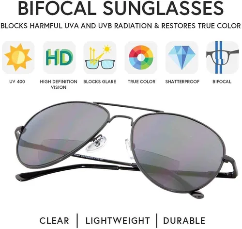 Vista 3 de VITENZI Gafas de sol bifocales para hombres y mujeres gafas de lectura de aviador teñidas con lectores - Milán M