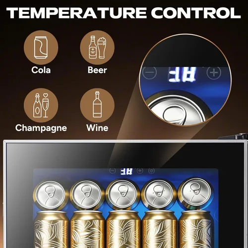 Vista 8 de WANAI Refrigeradores de bebidas 120-Can Mini refrigerador pequeño con pantalla táctil LED