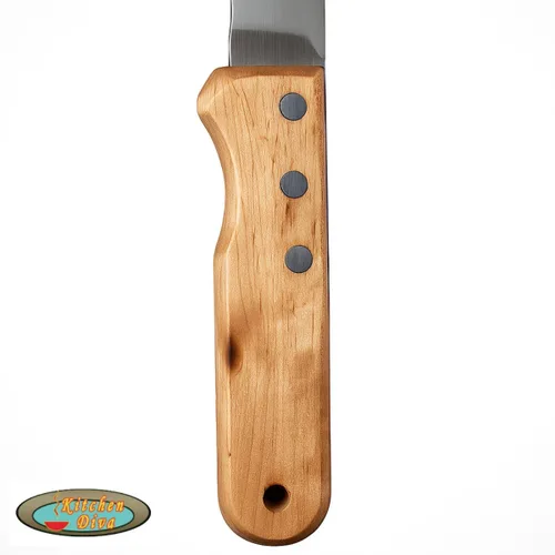 Vista 5 de Cuchillo de cocina jumbo de doble cara de hoja SS de 11 pulgadas, bordes de corte duales, mango ergonómico de madera, acero inoxidable de alta