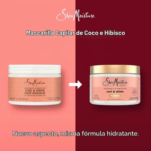 Vista 3 de SheaMoisture Mascarilla capilar de coco e hibisco para rizos secos Mascarilla capilar con manteca de karité 11.5 oz