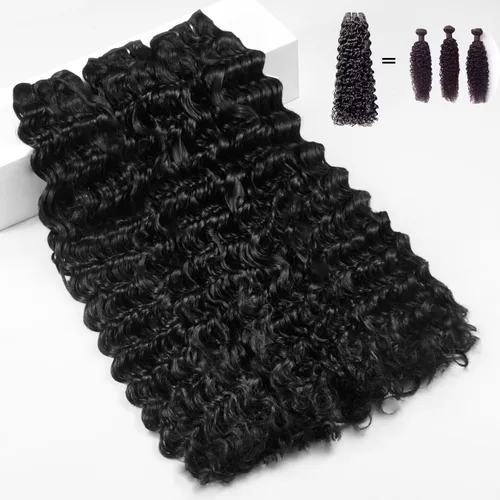 Vista 11 de Paquetes de cabello humano con ondas de agua, 100% cabello #Onda de agua de color natural
