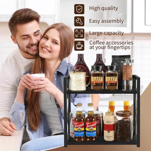 Vista 7 de YINMIT Organizador de Estante de Encimera, Accesorios para Barra de Café, Estante para Especias, Estante de Café para Encimera, Estación