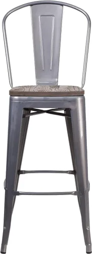 Vista 8 de Taburete Flash Furniture de bar, hecho de metal para interior y exterior, Metal, Negro