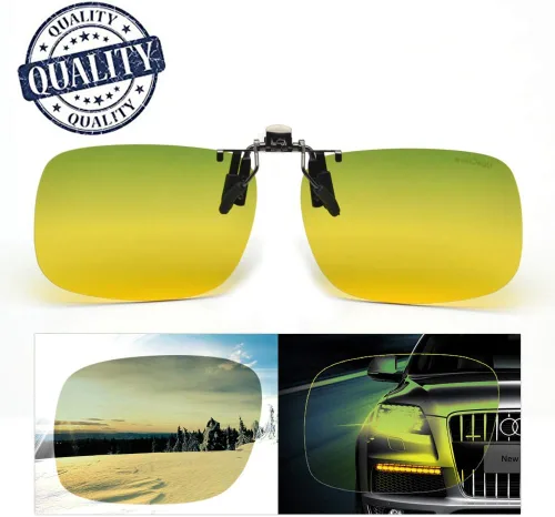 Vista 2 de Gafas de conducción nocturna con clip, color amarillo polarizado Verde y amarillo (Flip-up disponible)