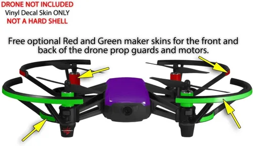 Vista 3 de Paquete de 2 calcomanías para DJI Ryze Tello Drone Solids Collection Purple Drone no incluido