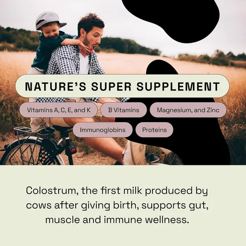 Vista 2 de MOOVE Polvo de calostro bovino sin sabor, vacas holandesas alimentadas con pasto, apoyo inmunológico e intestinal, proteína natural, superalimento