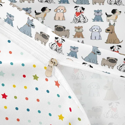 Vista 6 de Erosebridal Juego de funda de edredón para niños con diseño de perritos y cachorros de caricaturas, para niñas y niños, bonita funda de edredón