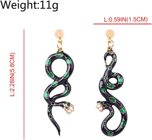 Vista 5 de Pendientes de serpiente de boca abierta vintage feroz con forma de serpiente de cobra de Egipto con puntos de serpiente para mujeres y niñas