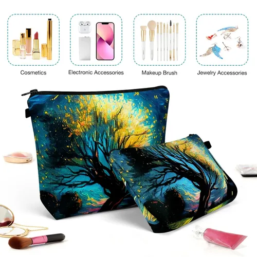 Vista 7 de Noozion Bolsa de cosméticos para mujer, bolsa de maquillaje, organizador pequeño, mini bolsa de maquillaje de viaje para artículos de tocador