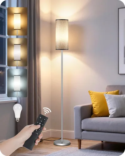 Vista 38 de Paquete de 2 lámparas de pie rosas regulables para sala de estar con 2 controles remotos e interruptor de pie, lámpara de pie de esquina, lámpara