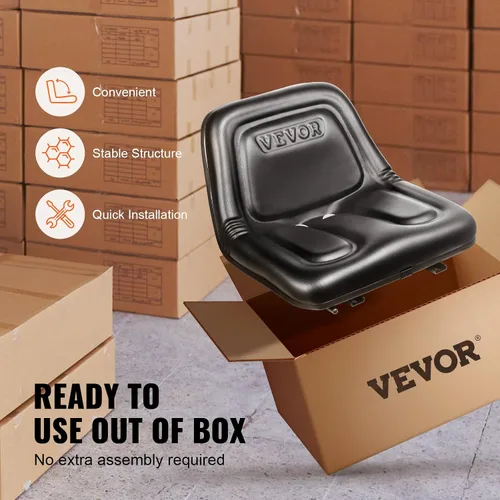 Vista 16 de VEVOR Asiento universal de carretilla elevadora, asiento de tractor plegable con respaldo de ángulo ajustable y micro interruptor, 6.3-13.4