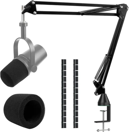 Vista 8 de Para HyperX Quadcast Boom Arm - Soporte de micrófono mejorado con cubierta de micrófono para reducir los ruidos del viento, brazo de micrófono