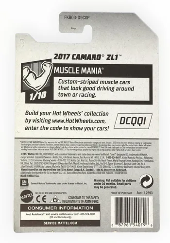 Vista 2 de Hot Wheels 2018 Muscle Mania 1/10 - 2017 Camaro ZL1 (negro)