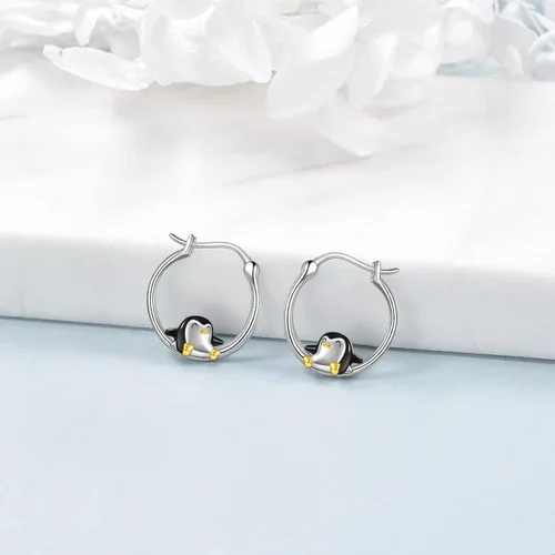 Vista 2 de VONALA Aretes de aro pequeños de plata de ley 925, lindos regalos de cumpleaños para mujer