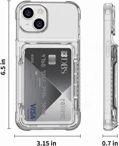 Vista 6 de ACANDYA Funda tipo cartera para iPhone 15 Plus, funda transparente para iPhone 14 Plus