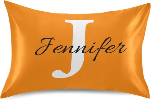 Vista 18 de Fundas de almohada negras personalizadas de seda con cierre de sobre, funda de almohada de satén tamaño estándar para personas que duermen