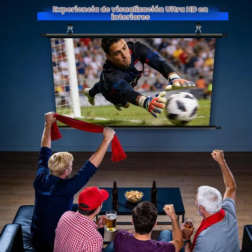 Vista 2 de Pantalla de proyector de 120 pulgadas, pantalla de proyector de películas portátil para exteriores e interiores con 3 ganchos adhesivos, pantalla