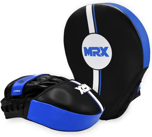 Vista 3 de MRX Gel Tech - Gancho de boxeo y almohadillas de Jab MMA Focus Guantes de entrenamiento Thai Kick Strike Shield Curvo Negro/Blanco Negro/Azul