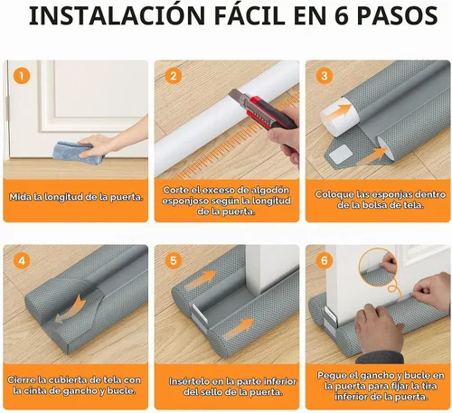 Vista 6 de fowong Tapón de corrientes de aire para puerta 30" Tapón de corrientes de aire ajustable debajo de la puerta, sello bloqueador de ruidos para Gris