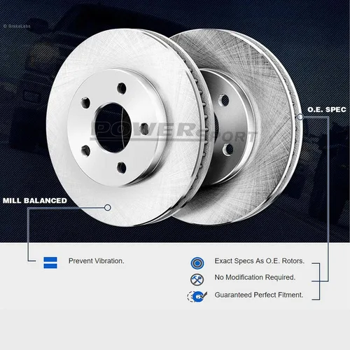 Vista 4 de Power Sport Kit de freno delantero y trasero para Dodge Attitude 2013-2014; Hyundai Accent, Kia Rio 2012-2017 Rotores de freno en blanco Kit