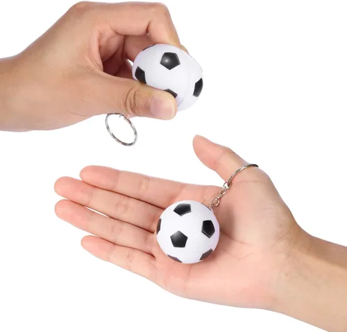 Vista 4 de Paquete de 20 llaveros de fútbol, pelota de estrés, pelota deportiva, llavero para recuerdos de fiesta, llavero para niños, escuela, carnaval