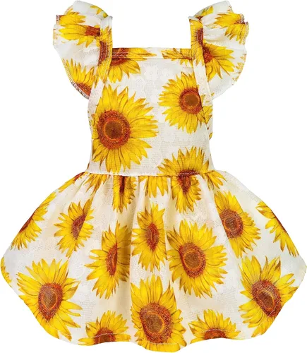 Vista 11 de Fitwarm Vestido de huevo de Pascua para perro, ropa de vacaciones para perros pequeños y niñas, traje de Pascua para mascotas, rosa, amarillo