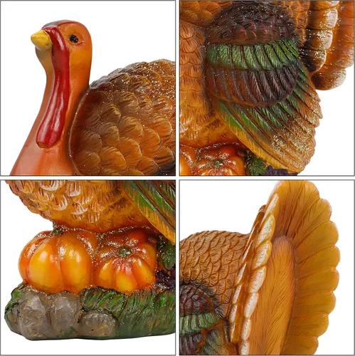 Vista 7 de winemana - Decoraciones de mesa de pavo de resina para Acción de Gracias, 9.5 pulgadas