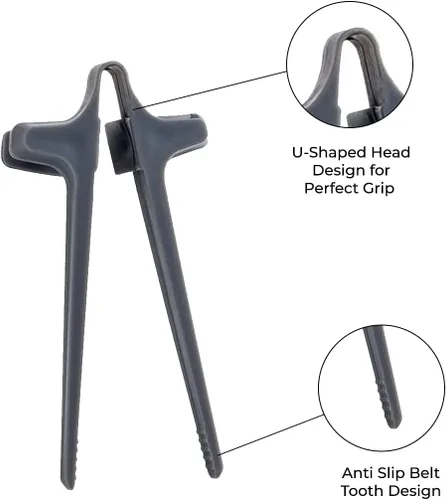 Vista 5 de Scooken 6 palillos de dedo para jugadores – Pinzas para agarrar aperitivos soporte en U – Utensilios para jugadores de aperitivos – Plástico