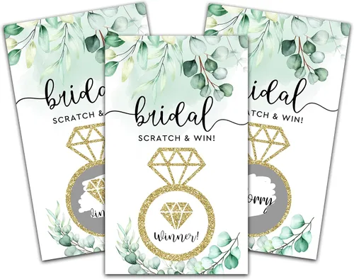 Vista 8 de Tarjetas de juego para raspar para despedida de soltera, boletos de lotería nupcial de flores de primavera, ideas de juegos de despedida de soltera