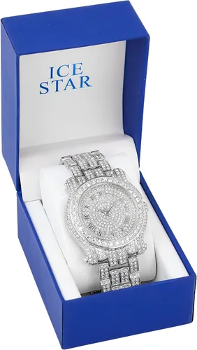 Vista 6 de Techno Pave Reloj de pulsera de metal con diamantes helados de 1.772 in