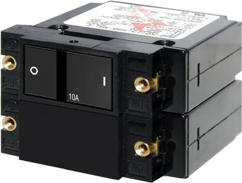 Vista 2 de Disyuntores basculantes de doble polo de Blue Sea Systems A-Series Flat Rocker