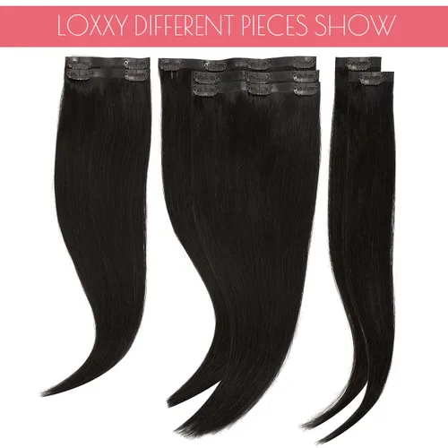 Vista 8 de Loxxy Extensiones de cabello humano sin costuras con clip para mujer, ultra invisible, trama de poliuretano, extensiones de cabello con clip