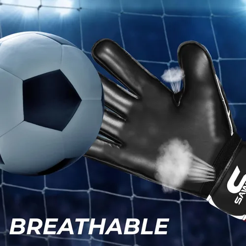 Vista 5 de SAWANS Guantes de portero de fútbol para niños, jóvenes, adultos, hombres, guantes de portero, puños de protección de palma, doble capa