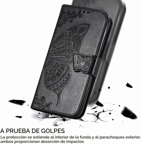 Vista 5 de Para Samsung Galaxy A14 5G Teléfono Cartera,mariposa Emboss Cover Negro